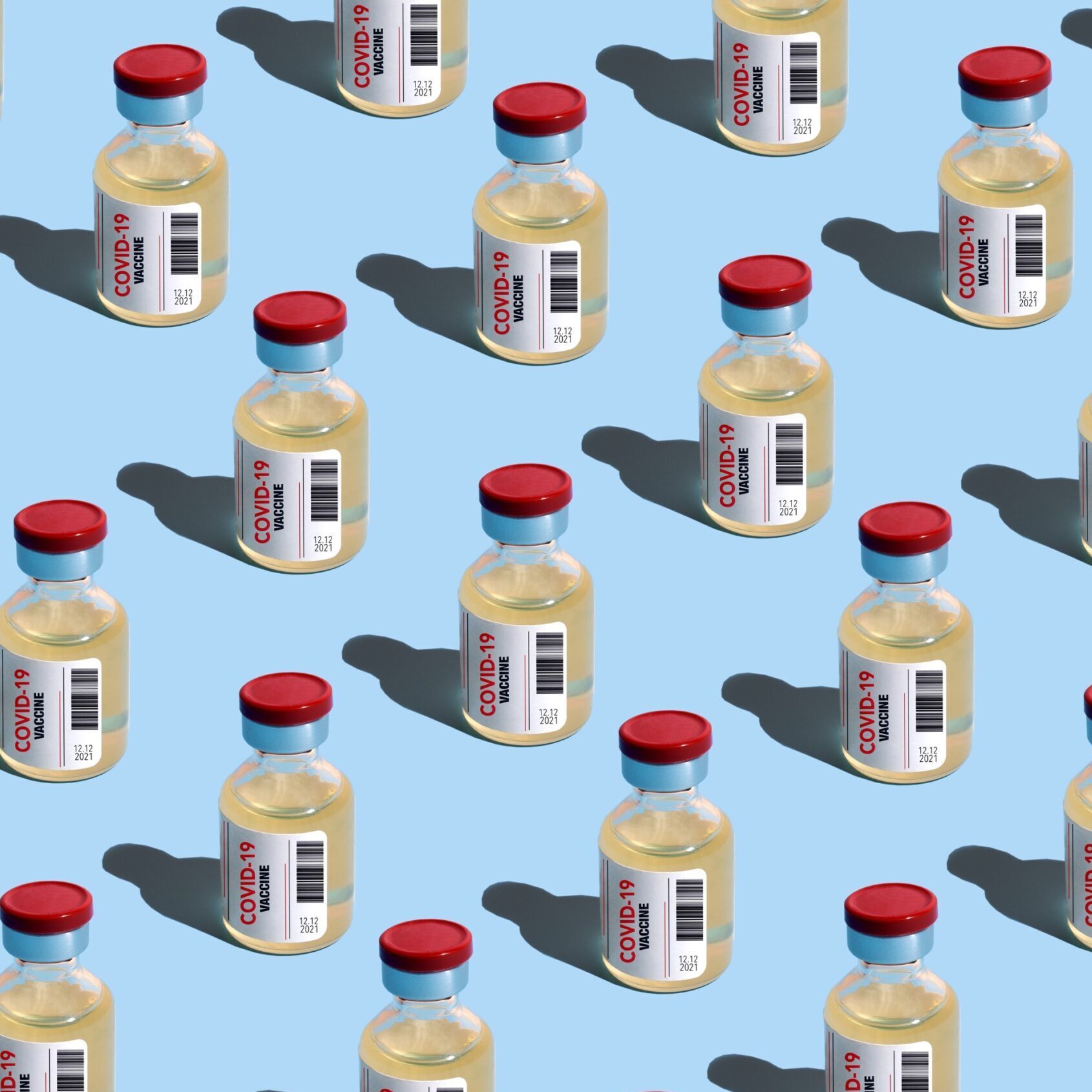 Illustrated pattern of multiple vials of C19 vaccine